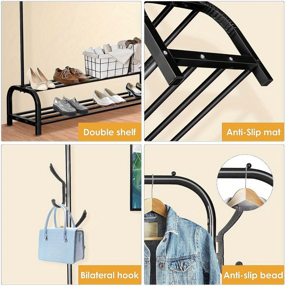 Heavy Duty Double Clothes Rail Hanging Rack Garment Display Stand Storage Shelf