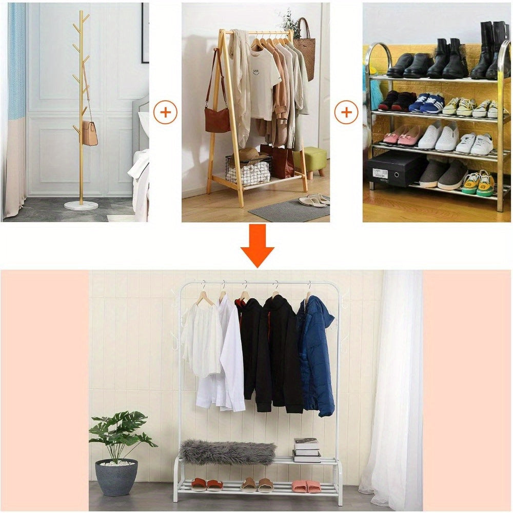 Heavy Duty Double Clothes Rail Hanging Rack Garment Display Stand Storage Shelf