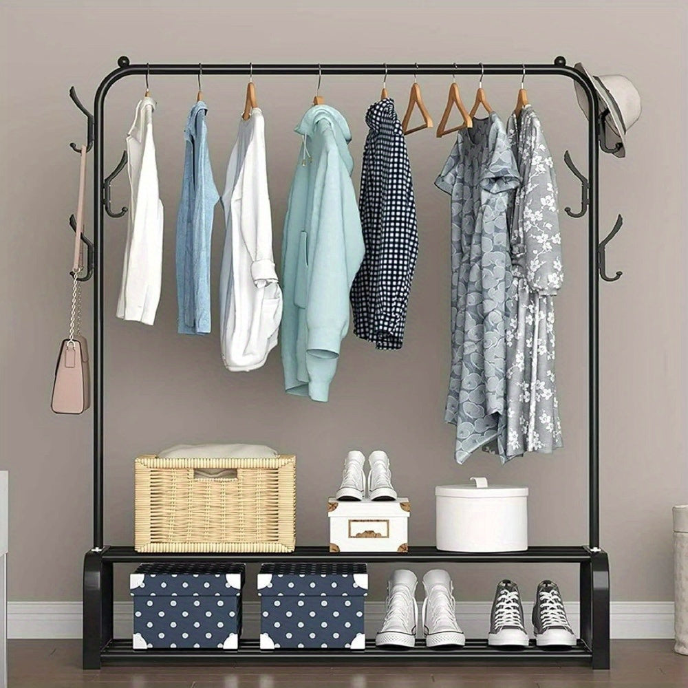 Heavy Duty Double Clothes Rail Hanging Rack Garment Display Stand Storage Shelf