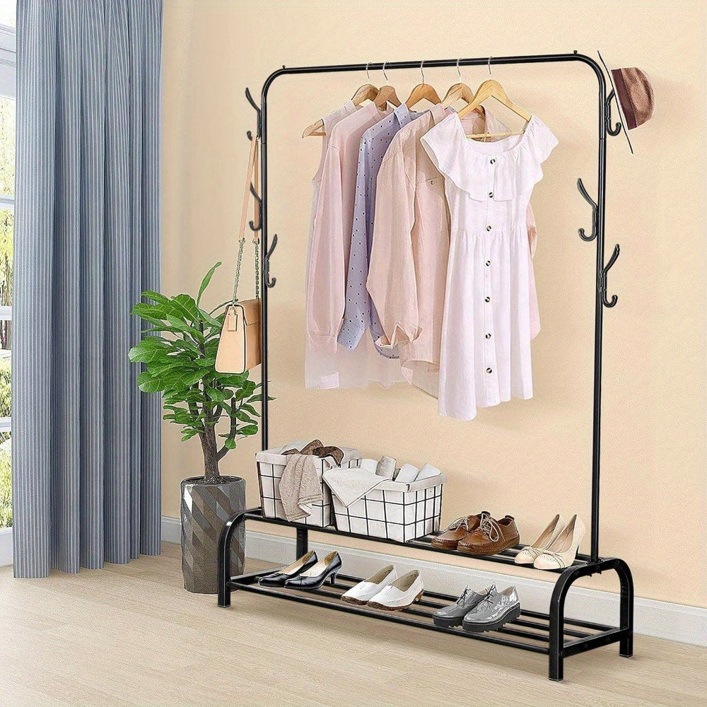 Heavy Duty Double Clothes Rail Hanging Rack Garment Display Stand Storage Shelf