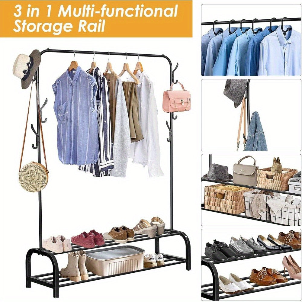 Heavy Duty Double Clothes Rail Hanging Rack Garment Display Stand Storage Shelf