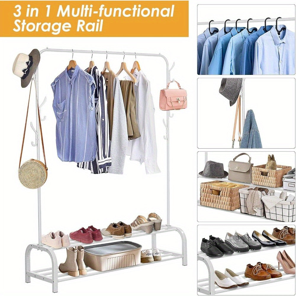 Heavy Duty Double Clothes Rail Hanging Rack Garment Display Stand Storage Shelf