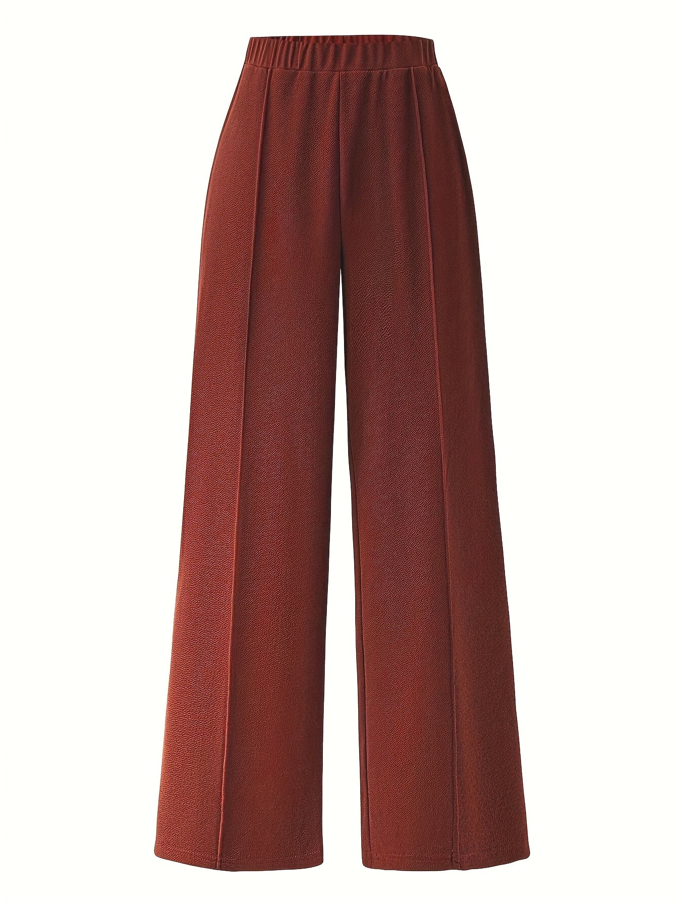 Everyday Elegance| Elegant Women's Two-Piece Set: Color Block Button-Up Shirt & Wide-Leg Pants in Burgundy and White - 100% Polyester, Machine Washable, Perfect for Spring/Fall