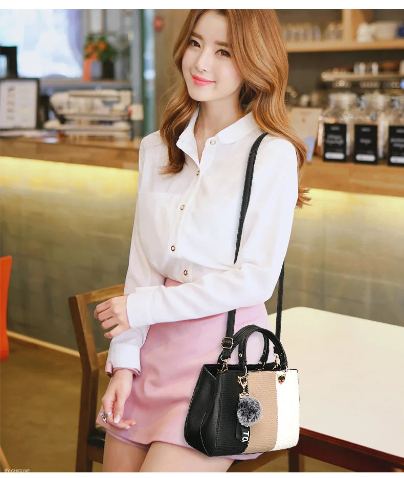 Women's bags 2023 fashion trend design stripe hit color handbag shoulder bag messenger bag Korean style bag