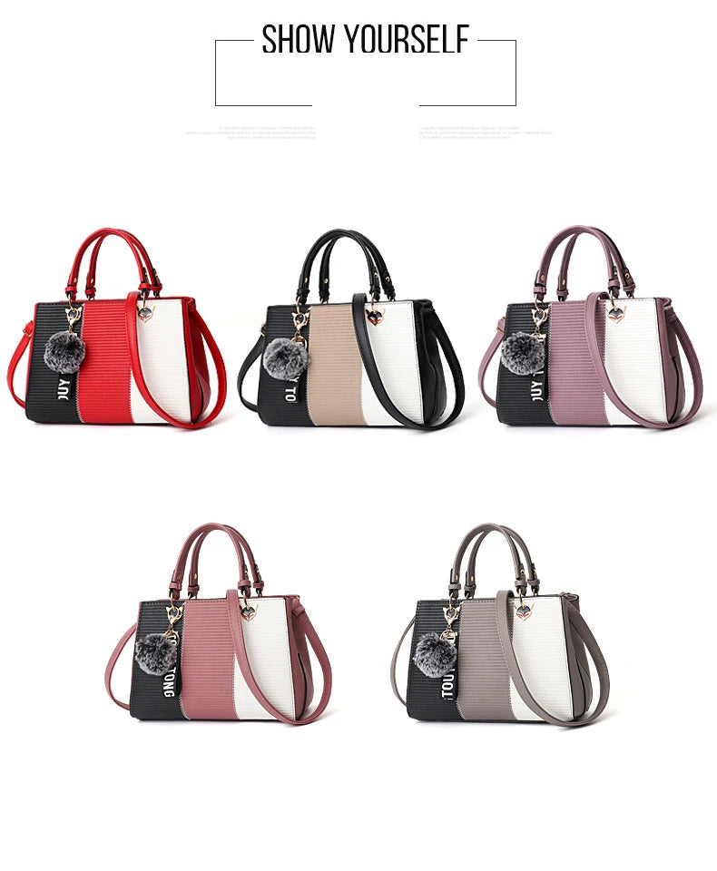 Women's bags 2023 fashion trend design stripe hit color handbag shoulder bag messenger bag Korean style bag