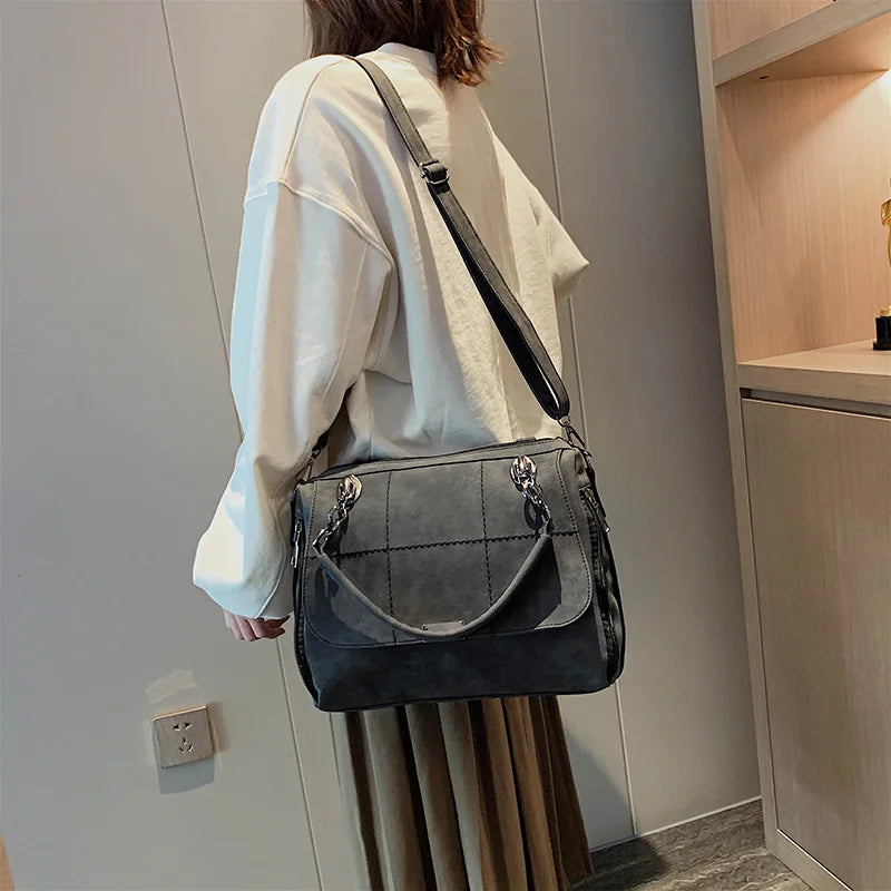 Matte Ladies Handbag Scrub Women's Shoulder Crossbody Bag Female Boston Hand Bag PU Leather Casual Tote Luxury Travel Handbags