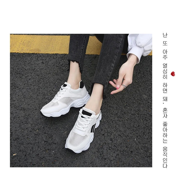 Breathable Sports Shoes Female Students Wild Track Shoes Fitness Net Women Shoes Vogue Table Tennis Shoes Sneakers