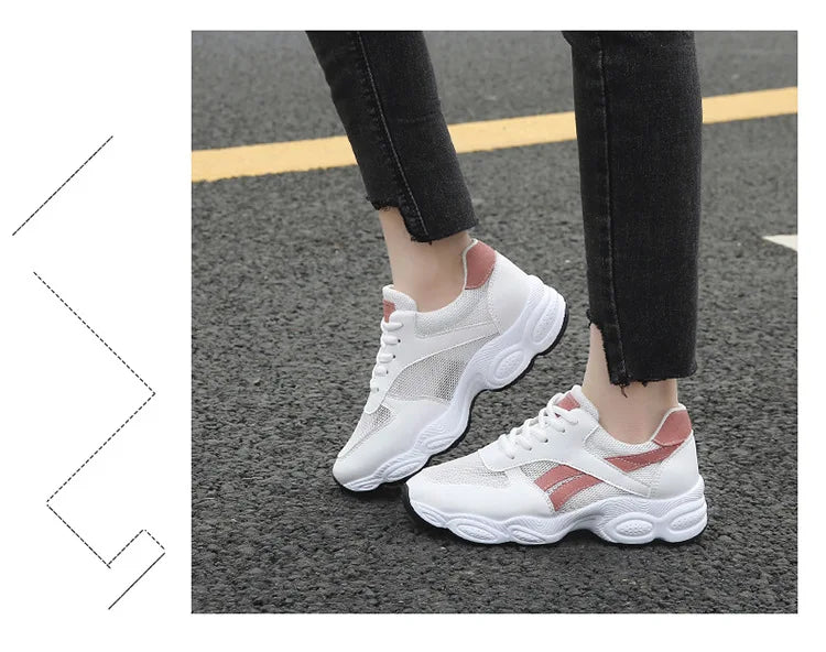 Breathable Sports Shoes Female Students Wild Track Shoes Fitness Net Women Shoes Vogue Table Tennis Shoes Sneakers