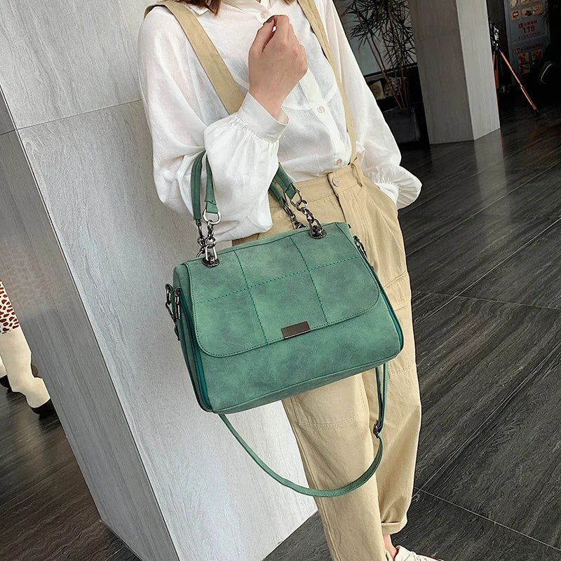 Matte Ladies Handbag Scrub Women's Shoulder Crossbody Bag Female Boston Hand Bag PU Leather Casual Tote Luxury Travel Handbags