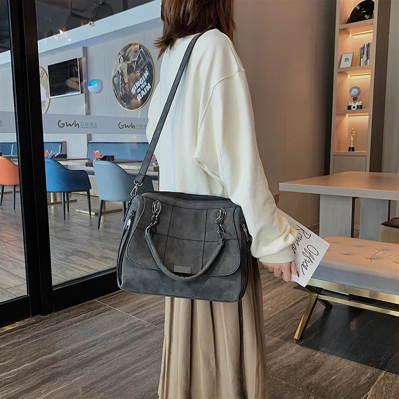 Matte Ladies Handbag Scrub Women's Shoulder Crossbody Bag Female Boston Hand Bag PU Leather Casual Tote Luxury Travel Handbags