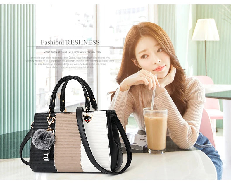 Women's bags 2023 fashion trend design stripe hit color handbag shoulder bag messenger bag Korean style bag