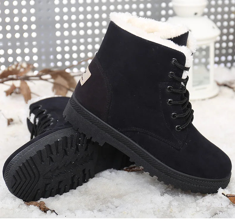 Women's Boots 2023 Winter Boots With Fur Low Heels Snow Boots Ankle Bota Feminina Platform Booties For Women Winter Shoes Heeled