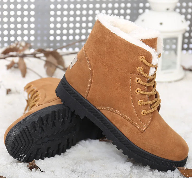 Women's Boots 2023 Winter Boots With Fur Low Heels Snow Boots Ankle Bota Feminina Platform Booties For Women Winter Shoes Heeled