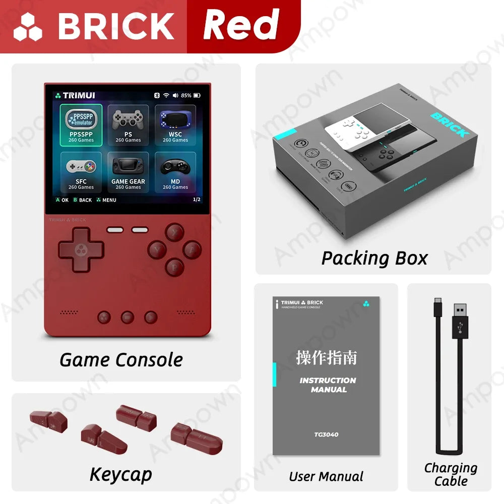 TRIMUI BRICK Handheld Game Console 3.2'' IPS Screen Linux System Trimui UI Metal Back Panel Key LED Lighting Free Keycap Gifts