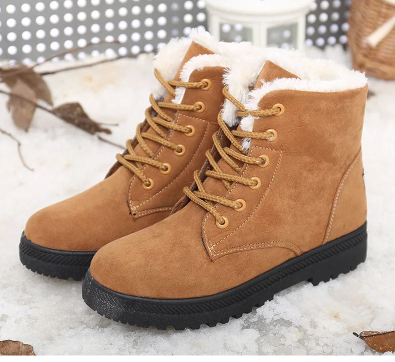 Women's Boots 2023 Winter Boots With Fur Low Heels Snow Boots Ankle Bota Feminina Platform Booties For Women Winter Shoes Heeled