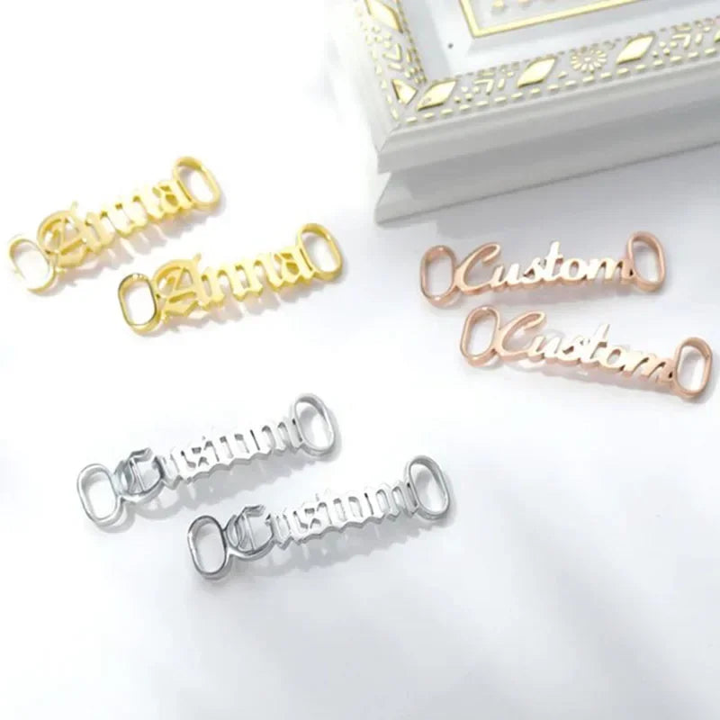 Personalized Customize Name Shoe Nameplate Shoelace Clips Charm Shoe Accessories Custom Airforce Shoe Laces Wedding Shoe Clips