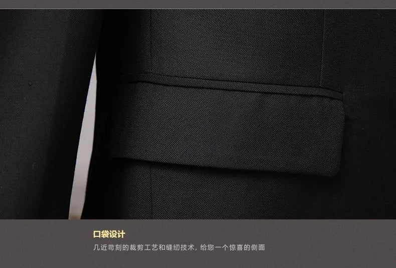 High End Brand Men's Fashion Business Slim Solid Color Professional Suit Wedding Groom Best Man Suit (Blazer+pants) Ropa Hombre