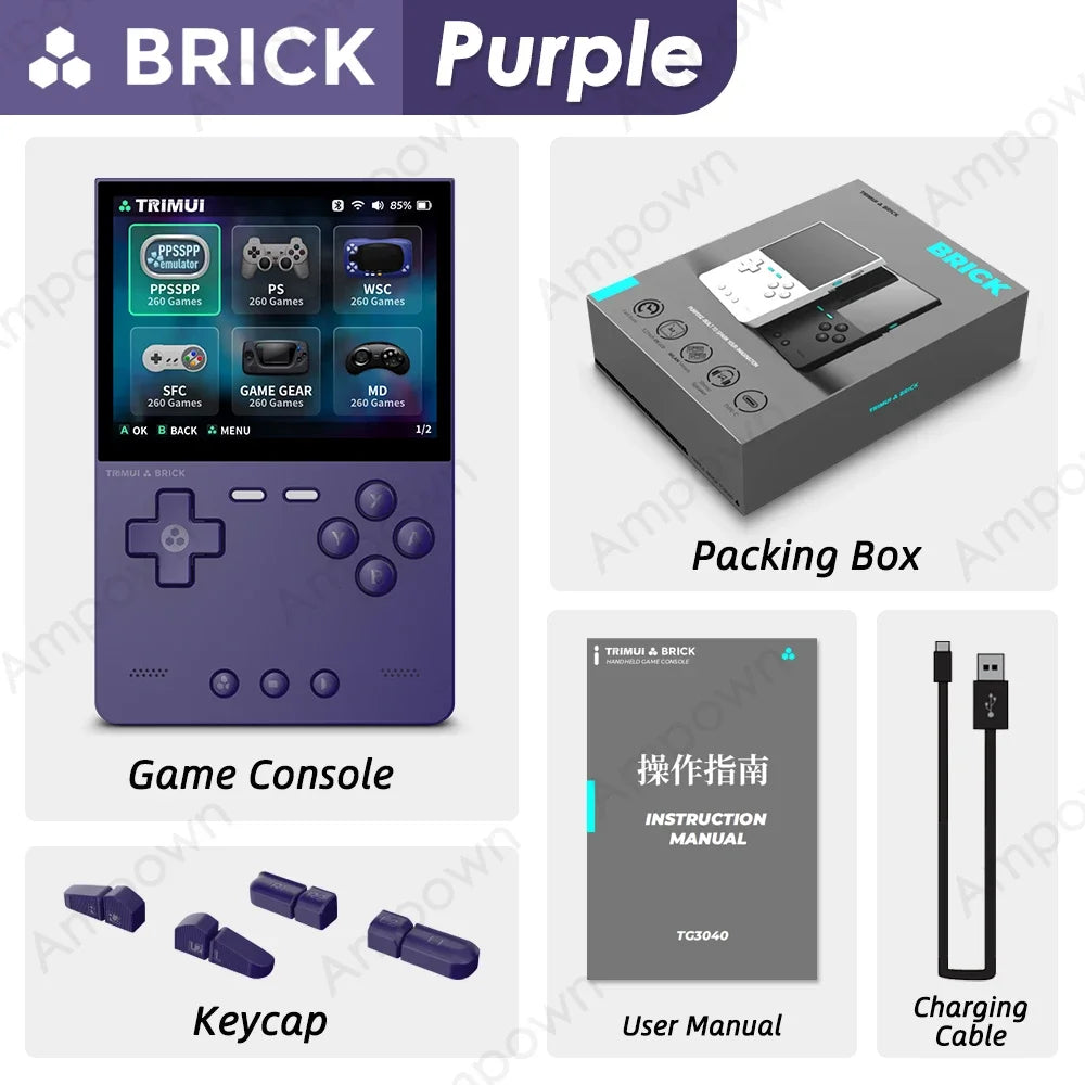 TRIMUI BRICK Handheld Game Console 3.2'' IPS Screen Linux System Trimui UI Metal Back Panel Key LED Lighting Free Keycap Gifts