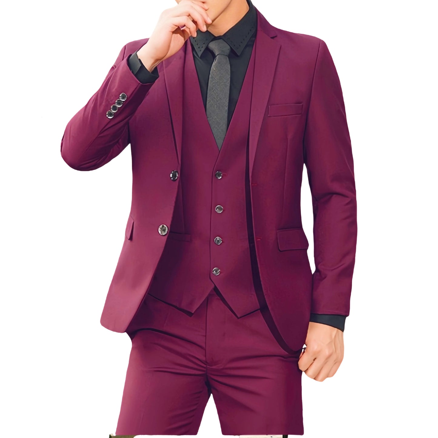 High End Brand Men's Fashion Business Slim Solid Color Professional Suit Wedding Groom Best Man Suit (Blazer+pants) Ropa Hombre