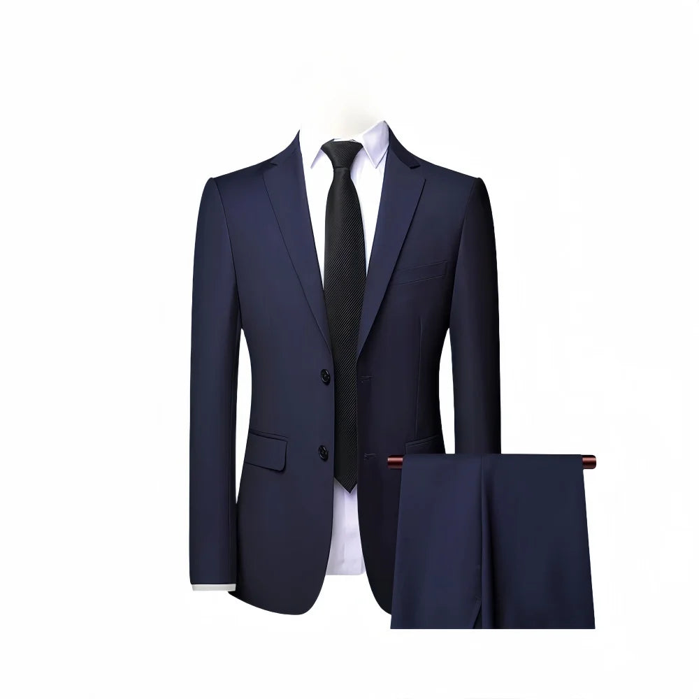 High End Brand Men's Fashion Business Slim Solid Color Professional Suit Wedding Groom Best Man Suit (Blazer+pants) Ropa Hombre