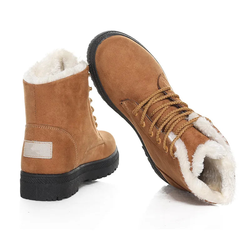 Women's Boots 2023 Winter Boots With Fur Low Heels Snow Boots Ankle Bota Feminina Platform Booties For Women Winter Shoes Heeled