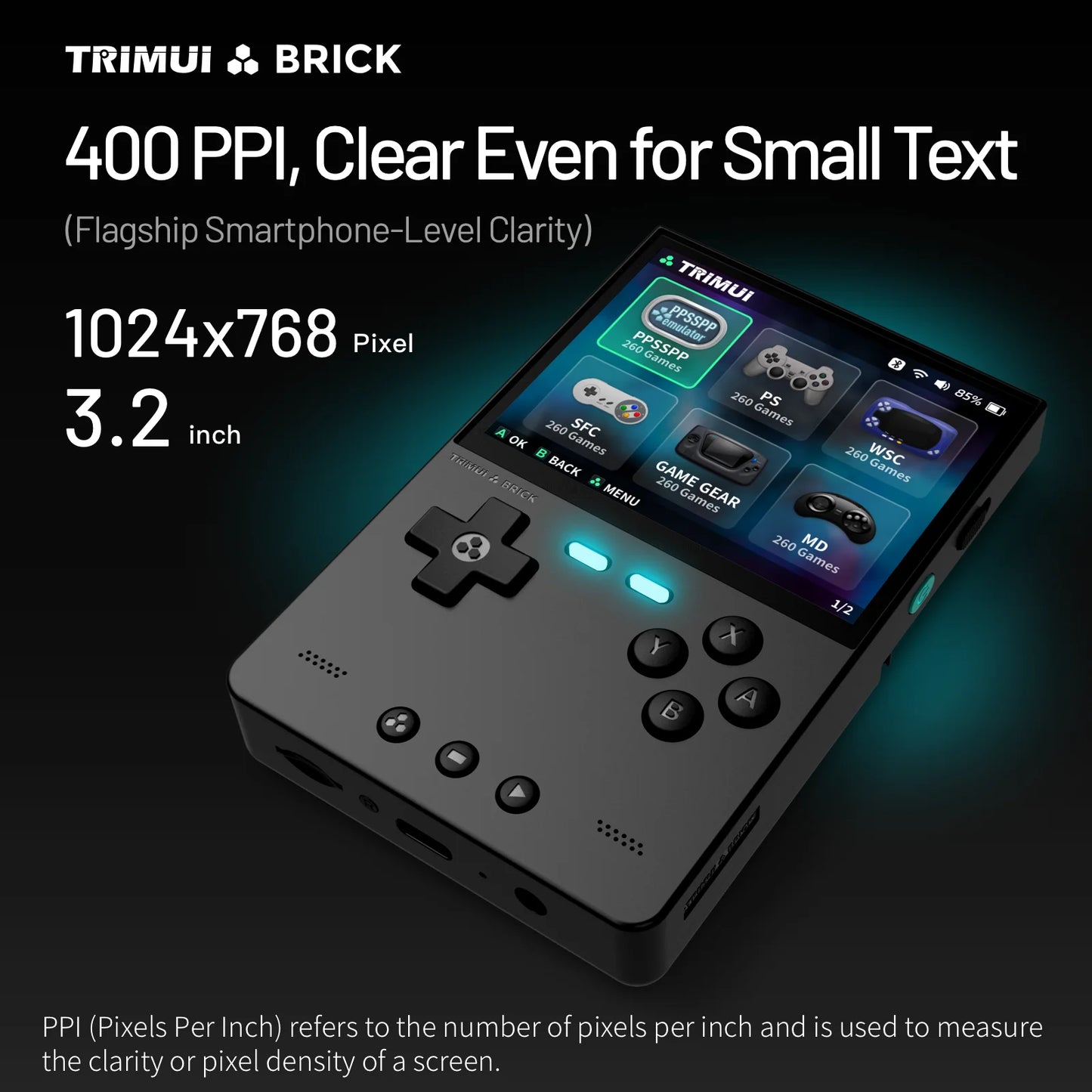 TRIMUI BRICK Handheld Game Console 3.2'' IPS Screen Linux System Trimui UI Metal Back Panel Key LED Lighting Free Keycap Gifts