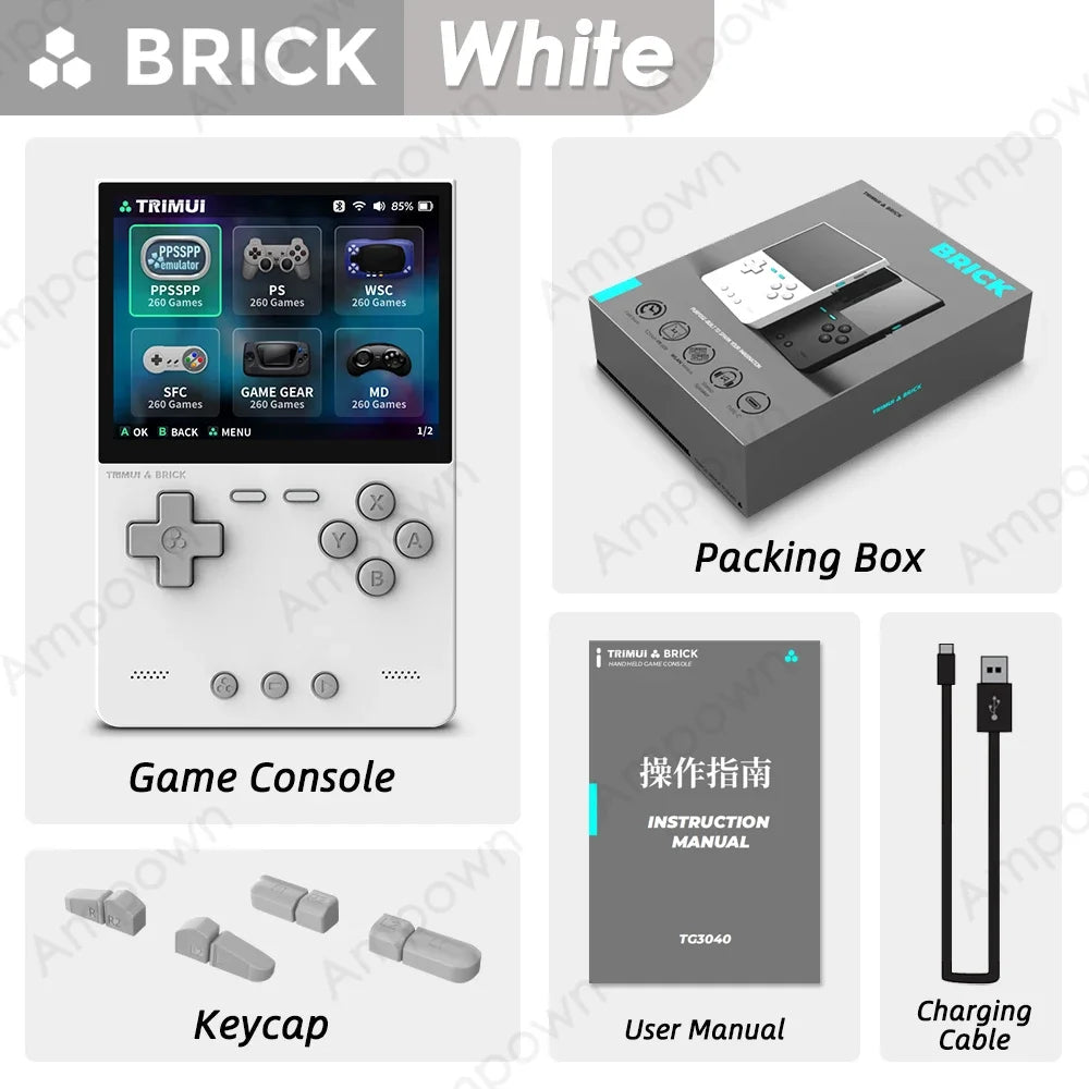 TRIMUI BRICK Handheld Game Console 3.2'' IPS Screen Linux System Trimui UI Metal Back Panel Key LED Lighting Free Keycap Gifts