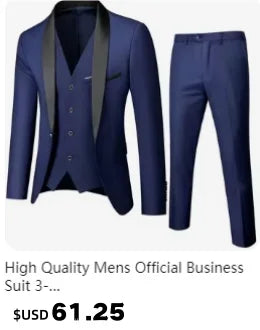 High End Brand Men's Fashion Business Slim Solid Color Professional Suit Wedding Groom Best Man Suit (Blazer+pants) Ropa Hombre