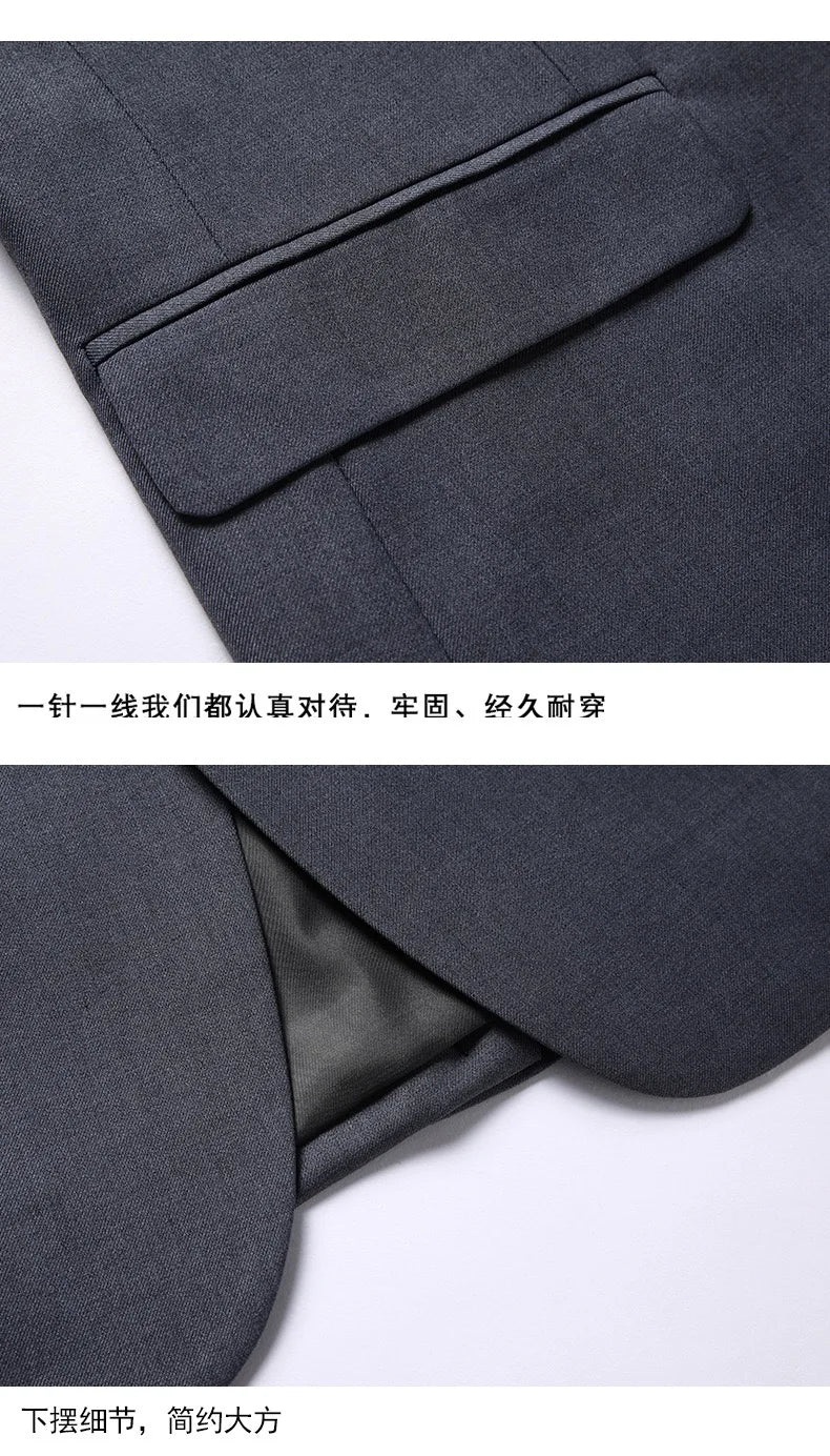 High End Brand Men's Fashion Business Slim Solid Color Professional Suit Wedding Groom Best Man Suit (Blazer+pants) Ropa Hombre