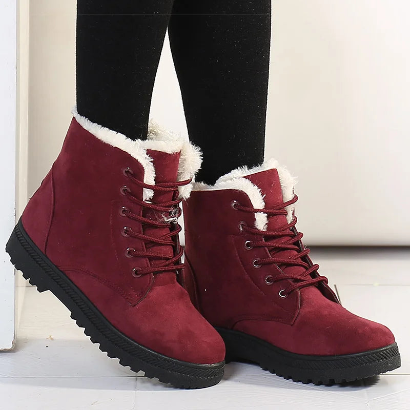 Women's Boots 2023 Winter Boots With Fur Low Heels Snow Boots Ankle Bota Feminina Platform Booties For Women Winter Shoes Heeled