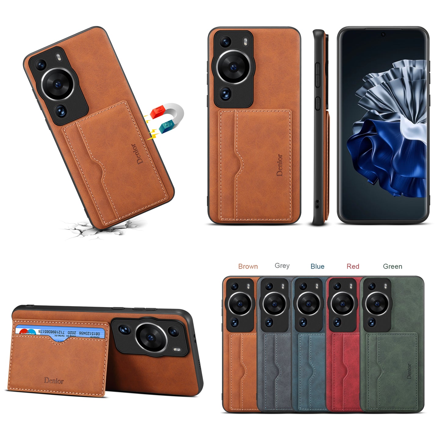 Luxury Shockproof Leather Wallet Phone Case For Huawei Pura 70Pro P60 P40 P30 Pro P50 P30 Back Cover With Card Slot Holder Cover