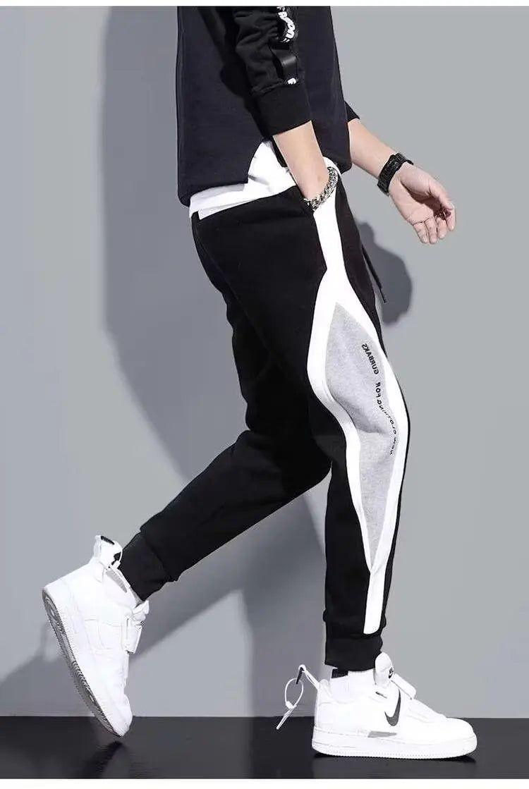 Men Black Pants Hip Hop Drawstring Jogger Fashion Comfortable Trousers Male Casual Sweatpants Loose Elastic Waist Sportswear