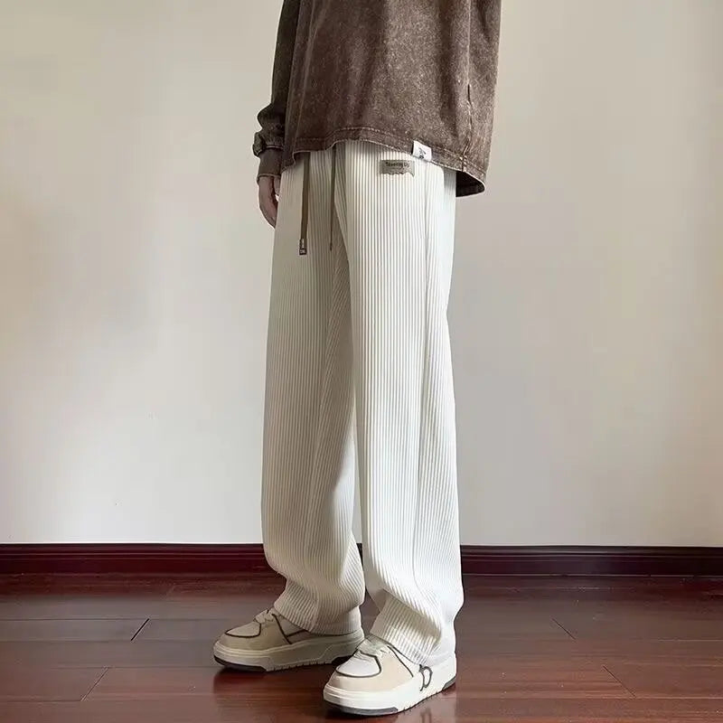 Draped Corduroy Pants Men's Loose Japanese Retro Casual Pants Spring and Autumn Tide Hundred Straight Sweatpants Worker Homewear