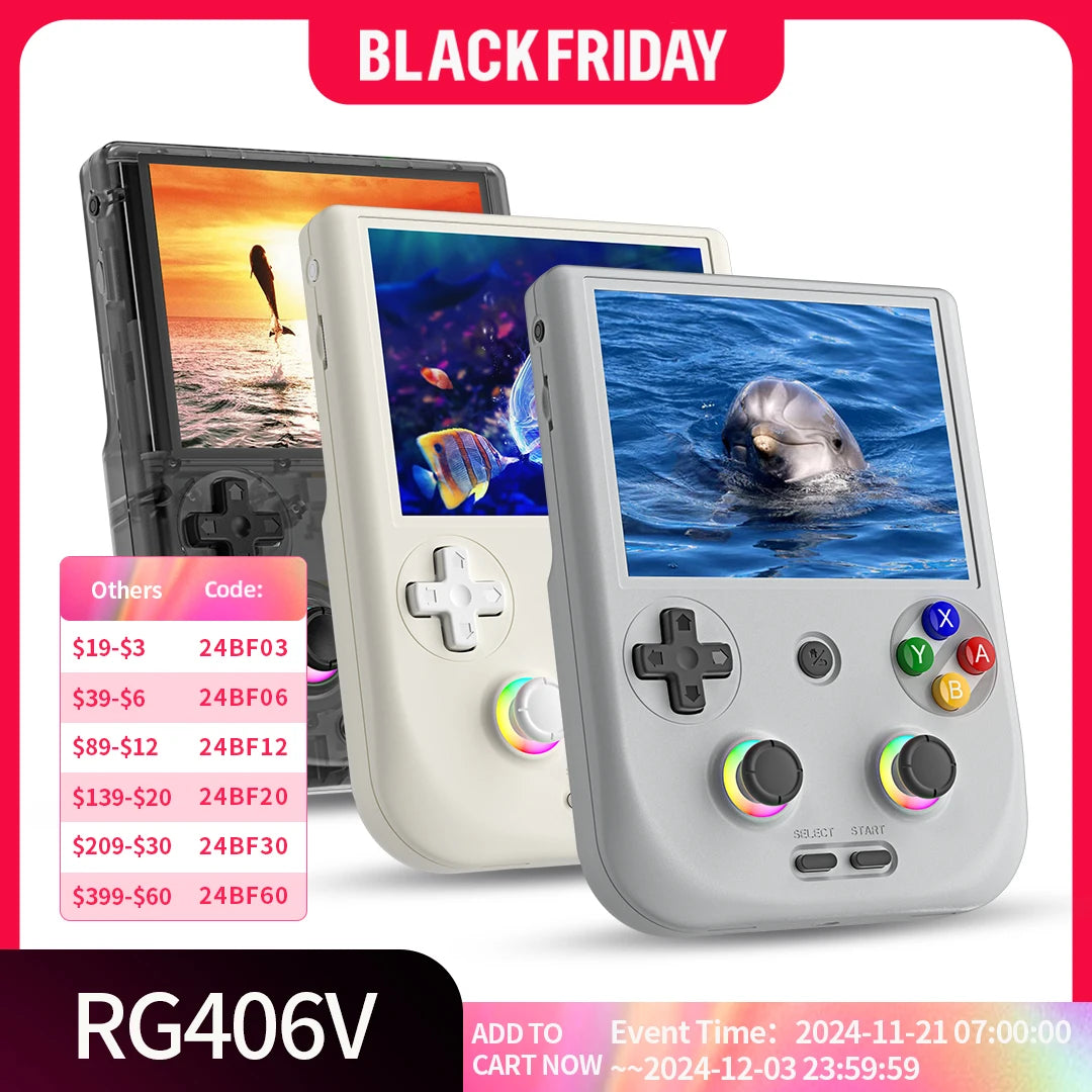 ANBERNIC RG 406V Handheld Game Console 4" IPS Multi-touch Screen Android13 RG406V Retro Video Games Support 1080p DP FOTA Update