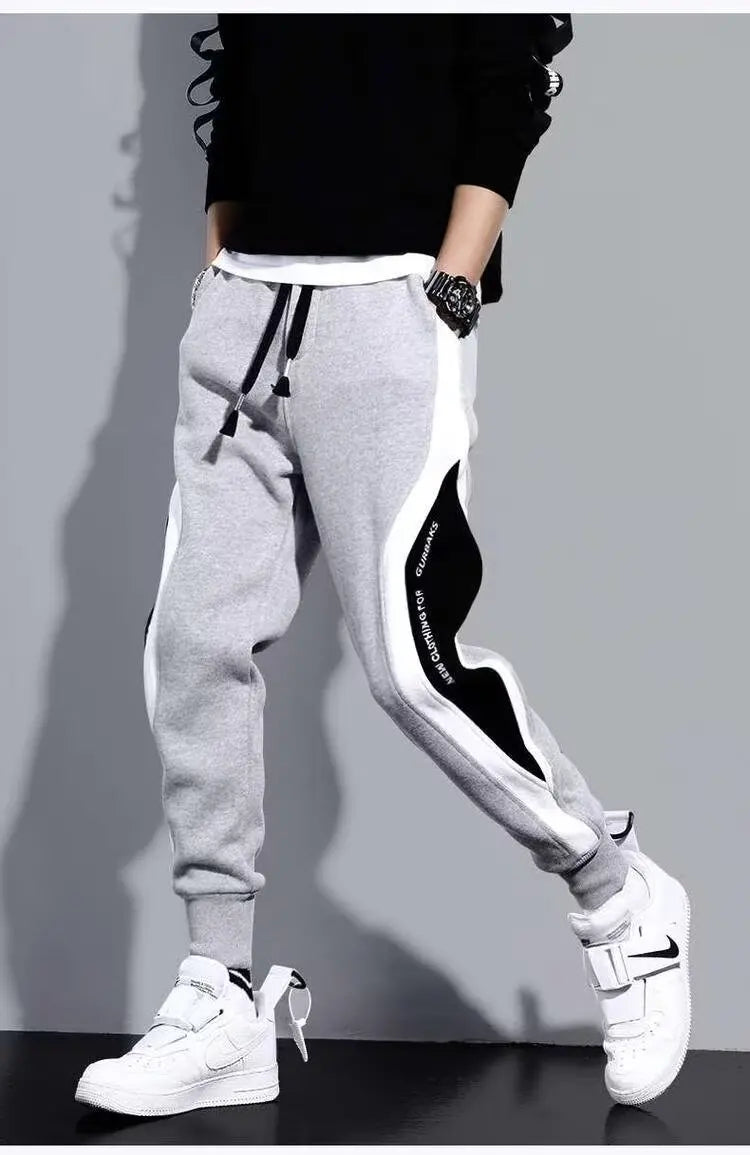 Men Black Pants Hip Hop Drawstring Jogger Fashion Comfortable Trousers Male Casual Sweatpants Loose Elastic Waist Sportswear