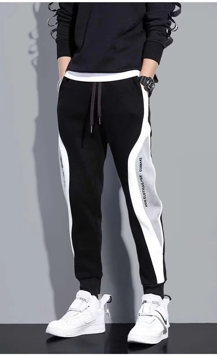 Men Black Pants Hip Hop Drawstring Jogger Fashion Comfortable Trousers Male Casual Sweatpants Loose Elastic Waist Sportswear