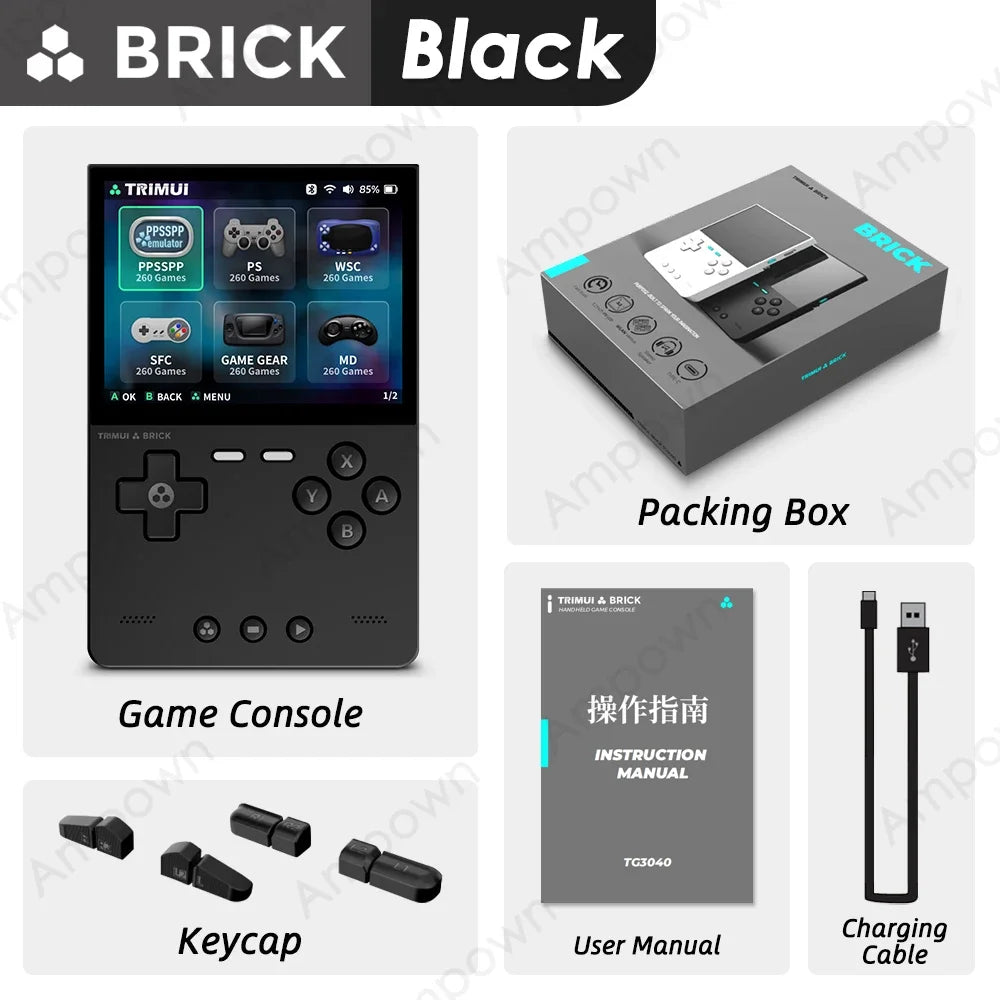 TRIMUI BRICK Handheld Game Console 3.2'' IPS Screen Linux System Trimui UI Metal Back Panel Key LED Lighting Free Keycap Gifts