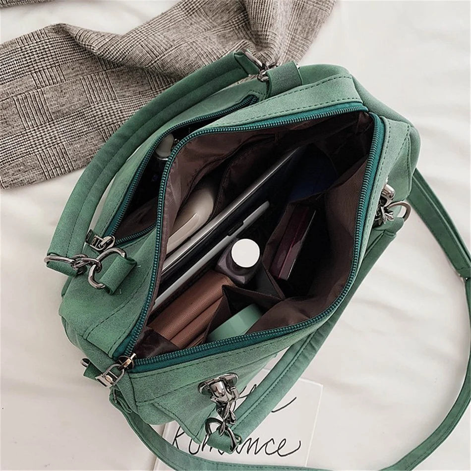 Matte Ladies Handbag Scrub Women's Shoulder Crossbody Bag Female Boston Hand Bag PU Leather Casual Tote Luxury Travel Handbags