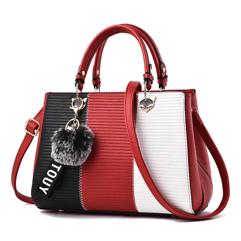 Women's bags 2023 fashion trend design stripe hit color handbag shoulder bag messenger bag Korean style bag