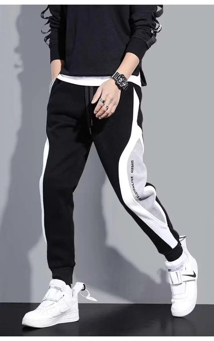 Men Black Pants Hip Hop Drawstring Jogger Fashion Comfortable Trousers Male Casual Sweatpants Loose Elastic Waist Sportswear