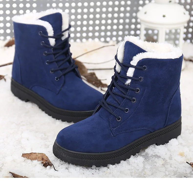 Women's Boots 2023 Winter Boots With Fur Low Heels Snow Boots Ankle Bota Feminina Platform Booties For Women Winter Shoes Heeled