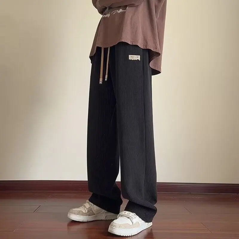 Draped Corduroy Pants Men's Loose Japanese Retro Casual Pants Spring and Autumn Tide Hundred Straight Sweatpants Worker Homewear