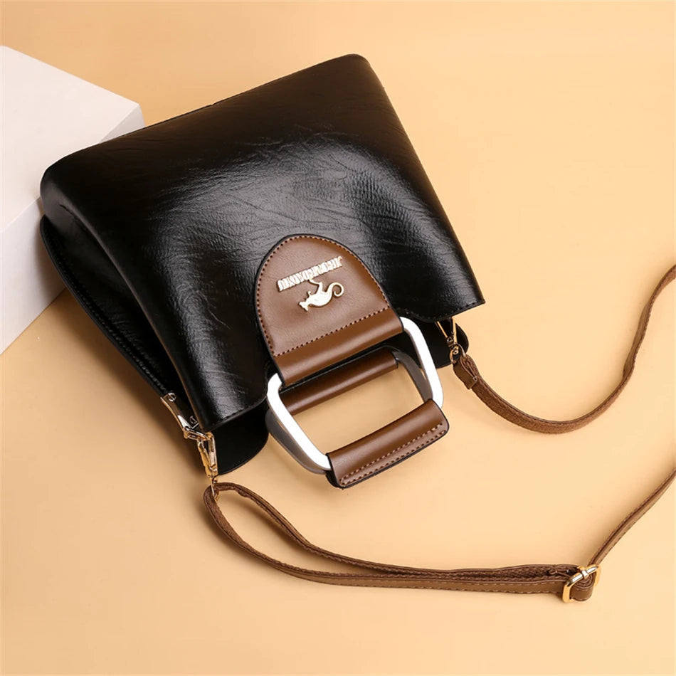 Luxury Designer Handbag Purses for Women 2024 Female Oil Leather Branded Shoulder Crossbody Messenger Tote Bag Small Fashion Sac