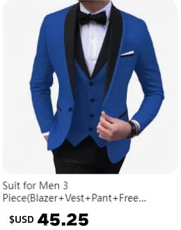 High End Brand Men's Fashion Business Slim Solid Color Professional Suit Wedding Groom Best Man Suit (Blazer+pants) Ropa Hombre