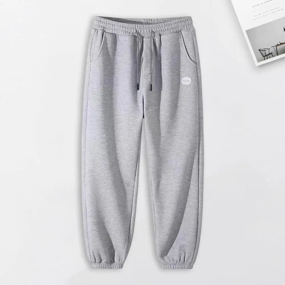 Adjustable Waistline Pants Men's Spring/fall Street Style Sport Trousers with Side Pockets Drawstring Elastic Waist Ankle-banded