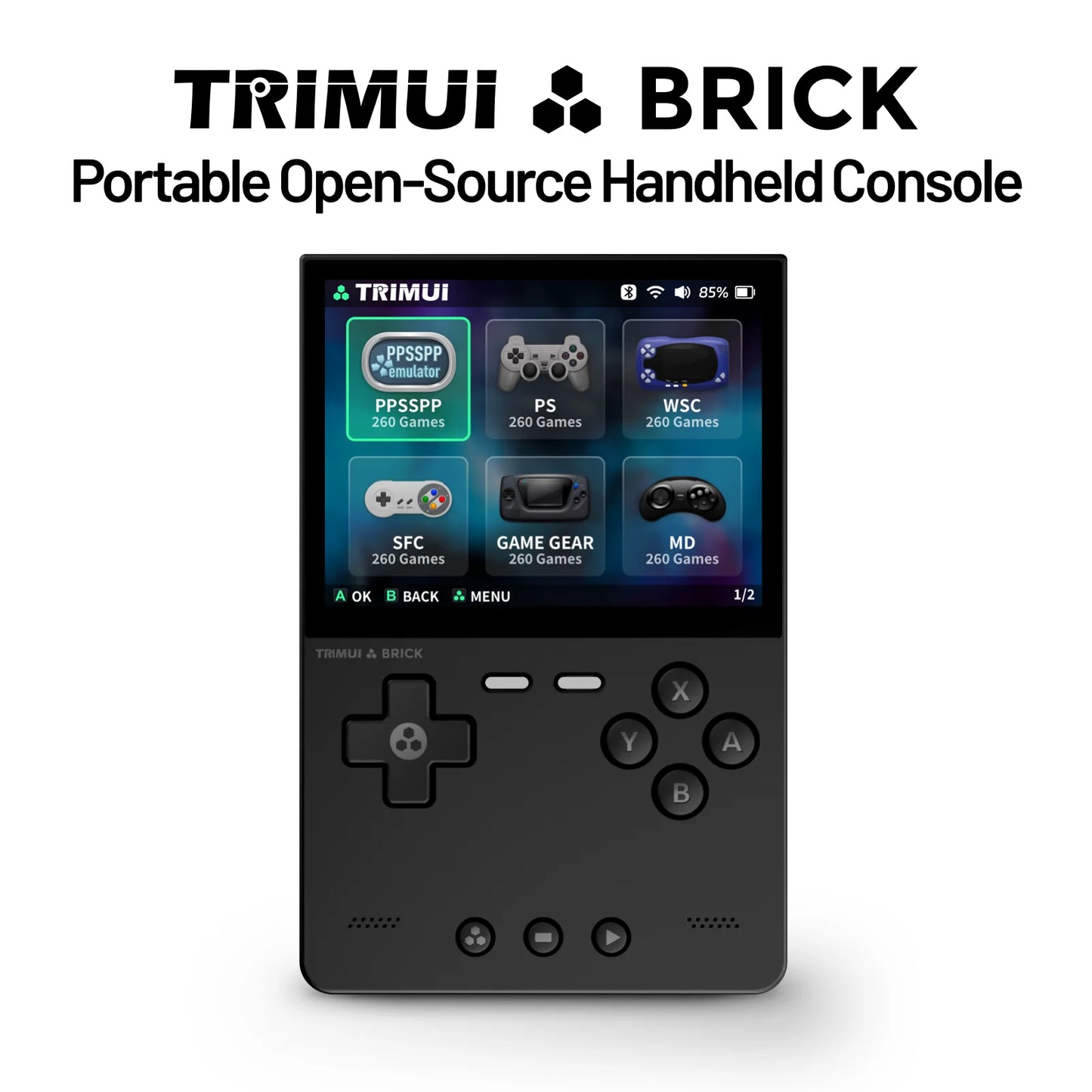 TRIMUI BRICK Handheld Game Console 3.2'' IPS Screen Linux System Trimui UI Metal Back Panel Key LED Lighting Free Keycap Gifts