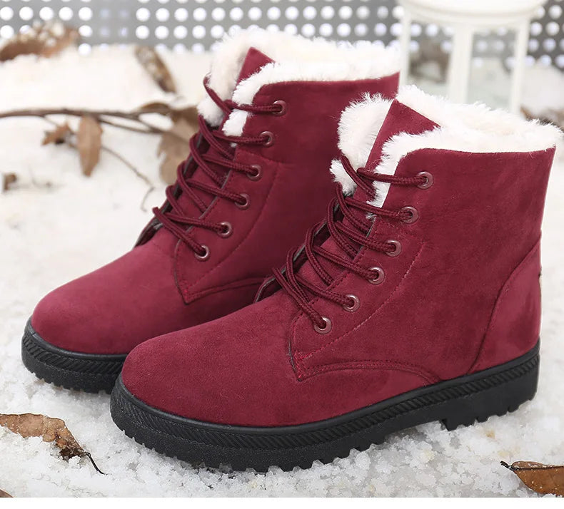 Women's Boots 2023 Winter Boots With Fur Low Heels Snow Boots Ankle Bota Feminina Platform Booties For Women Winter Shoes Heeled