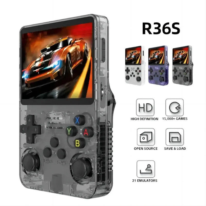 R36S Retro Handheld Video Game Console 3.5Inch IPS Screen Player Kid Portable Pocket Video Player 64GB 10000+ Games Arkos System