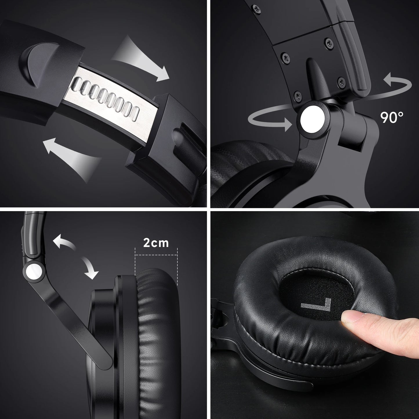 Oneodio Pro C Wireless Headphones 110H PlayTime, Bluetooth 5.2, Foldable Comfortable Fit, Deep Bass Stereo Earphones with Mic