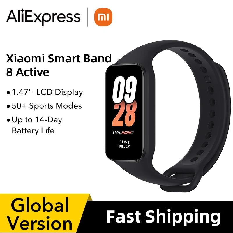 New Global Version Xiaomi Smart Band 8 Active1.47" LCD Display Bluetooth 5ATM Waterproof Heart Rate Monitor 50+ Sport Modes